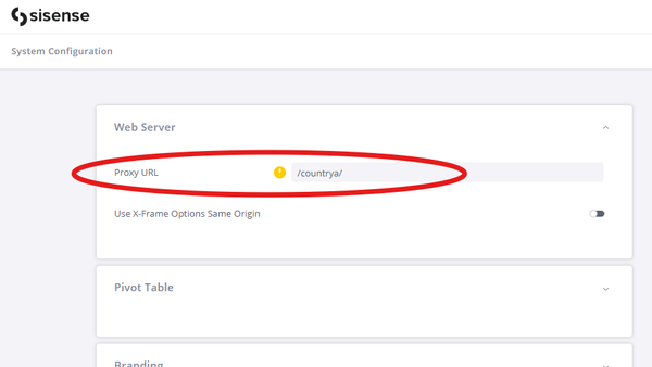 Screenshot of Sisense system configuration page. 