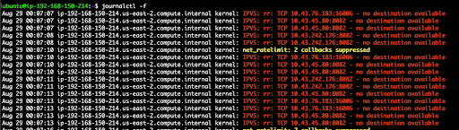 A terminal screen with lists of network log entries, highlighting repeated red error messages: "no destination available" and "callbacks suppressed."