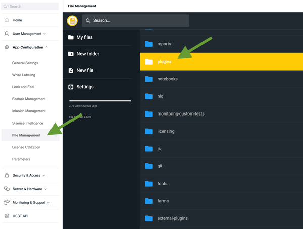 A file management interface with a highlighted 