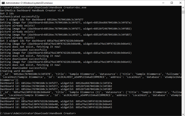 A command prompt window displaying console output with operations related to a 