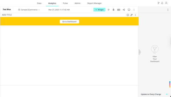 Dashboard interface with a yellow bar labeled 